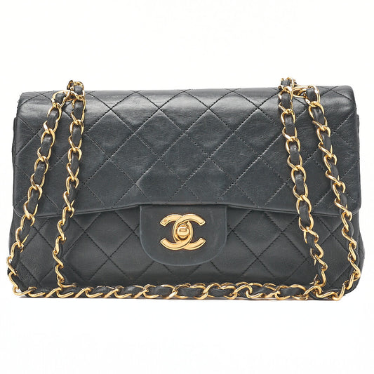 CHANEL Matlassse Double Flap 23cm Chain Shoulder Lambskin Black Gold-Tone Hardware, Pre-Owned