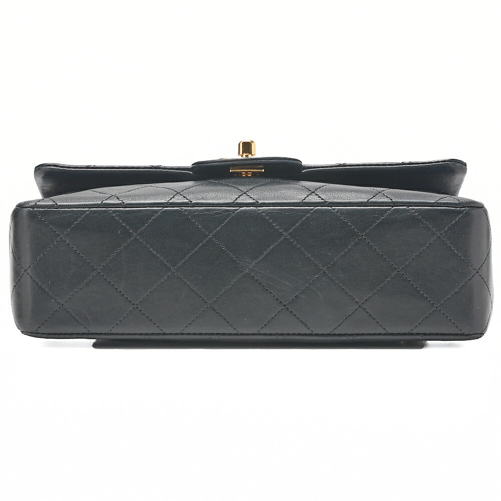 CHANEL Matlassse Double Flap 23cm Chain Shoulder Lambskin Black Gold-Tone Hardware, Pre-Owned