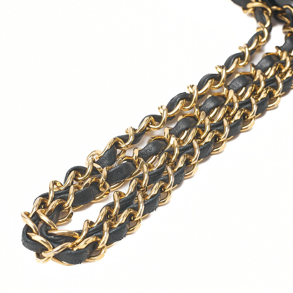 CHANEL Matlassse Double Flap 23cm Chain Shoulder Lambskin Black Gold-Tone Hardware, Pre-Owned
