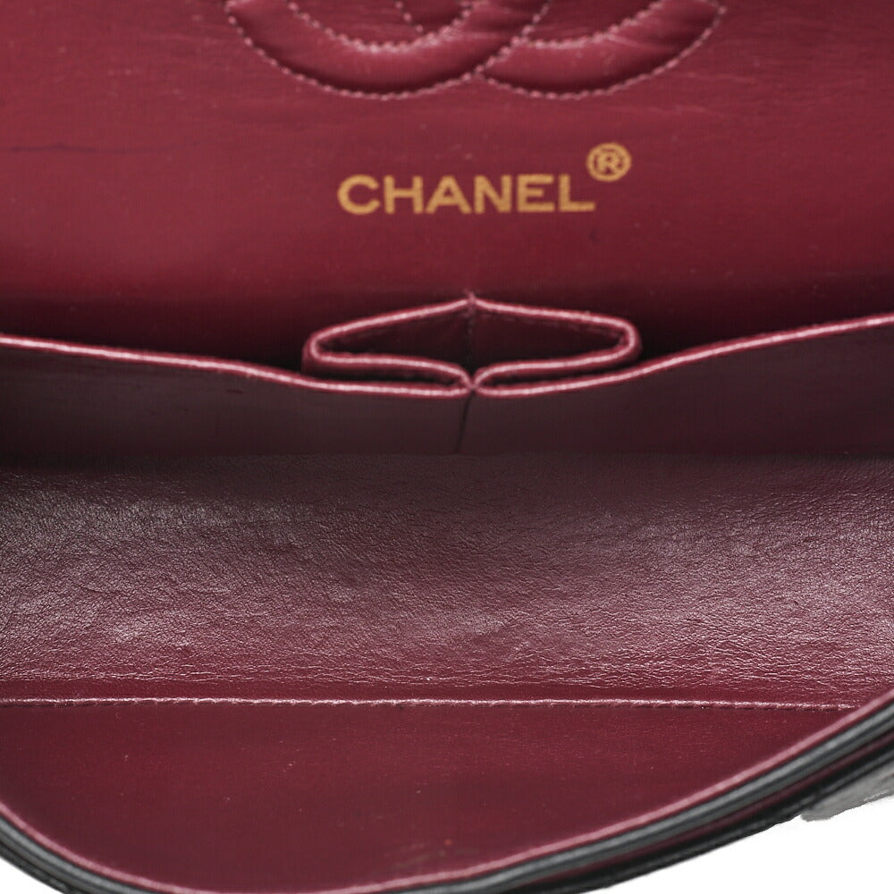 CHANEL Matlassse Double Flap 23cm Chain Shoulder Lambskin Black Gold-Tone Hardware, Pre-Owned