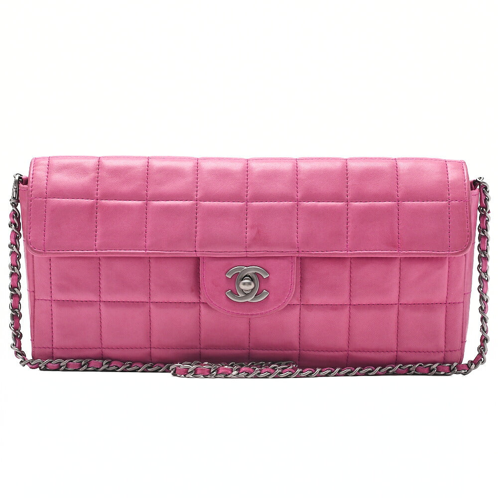 CHANEL Chanel Chocolate Bar Single Pull Chain Shoulder Lambskin Pink Silver-Tone Hardware, Pre-Owned