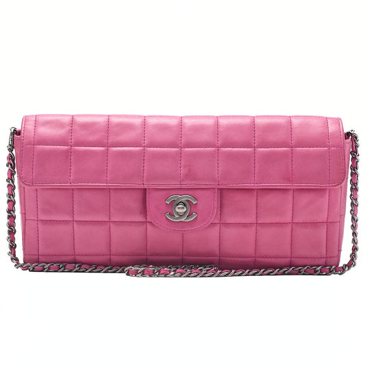 CHANEL Chanel Chocolate Bar Single Pull Chain Shoulder Lambskin Pink Silver-Tone Hardware, Pre-Owned
