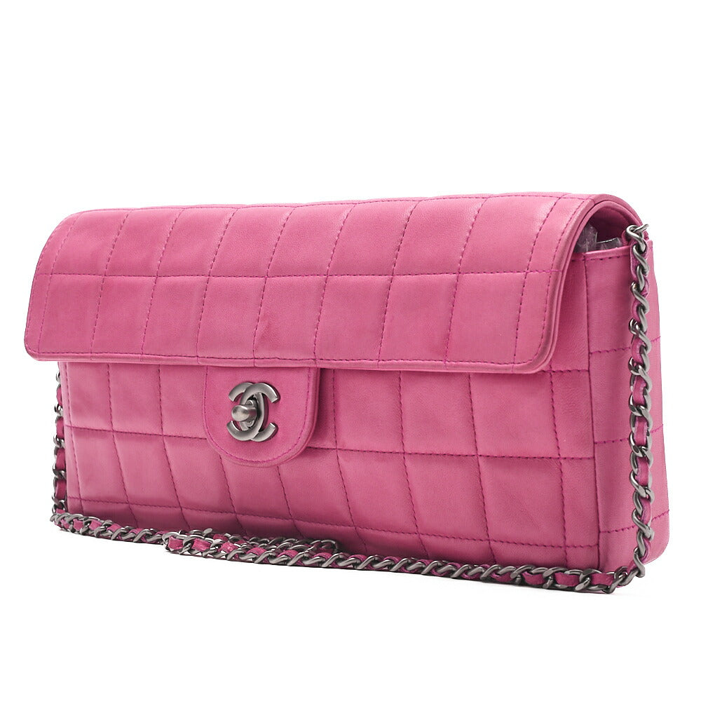 CHANEL Chanel Chocolate Bar Single Pull Chain Shoulder Lambskin Pink Silver-Tone Hardware, Pre-Owned