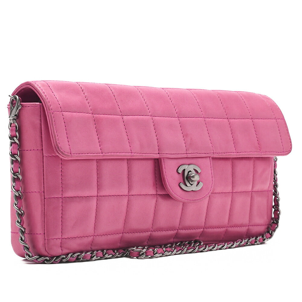 CHANEL Chanel Chocolate Bar Single Pull Chain Shoulder Lambskin Pink Silver-Tone Hardware, Pre-Owned