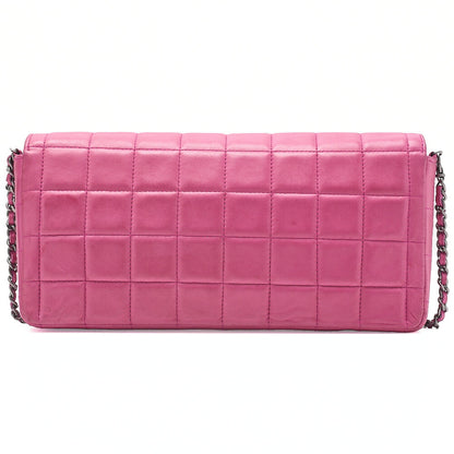 CHANEL Chanel Chocolate Bar Single Pull Chain Shoulder Lambskin Pink Silver-Tone Hardware, Pre-Owned