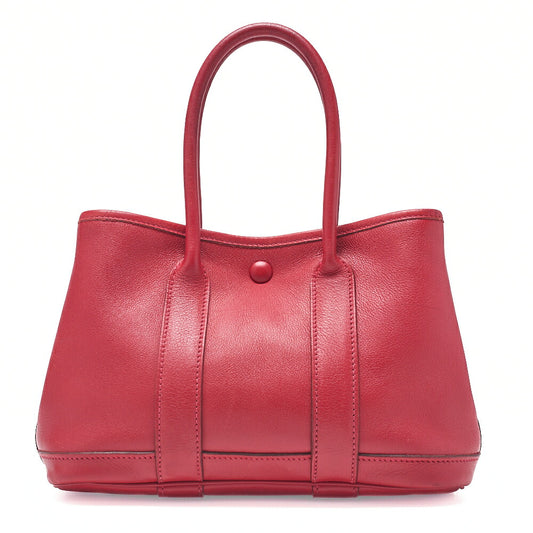 HERMES Garden Party TTPM Swift Rouge Tote Bag Rouge Silver-Tone Hardware, Pre-Owned