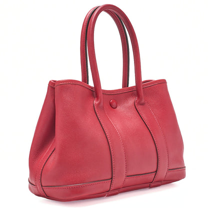 HERMES Garden Party TTPM Swift Rouge Tote Bag Rouge Silver-Tone Hardware, Pre-Owned