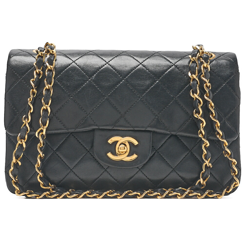 CHANEL Matlassse Double Flap 23cm Chain Shoulder Lambskin Black Gold-Tone Hardware, Pre-Owned