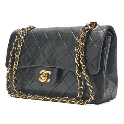 CHANEL Matlassse Double Flap 23cm Chain Shoulder Lambskin Black Gold-Tone Hardware, Pre-Owned