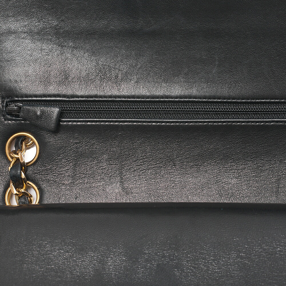 CHANEL Matlassse Double Flap 23cm Chain Shoulder Lambskin Black Gold-Tone Hardware, Pre-Owned