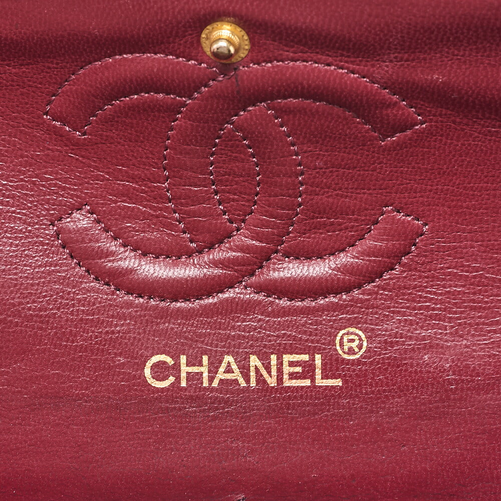 CHANEL Matlassse Double Flap 23cm Chain Shoulder Lambskin Black Gold-Tone Hardware, Pre-Owned