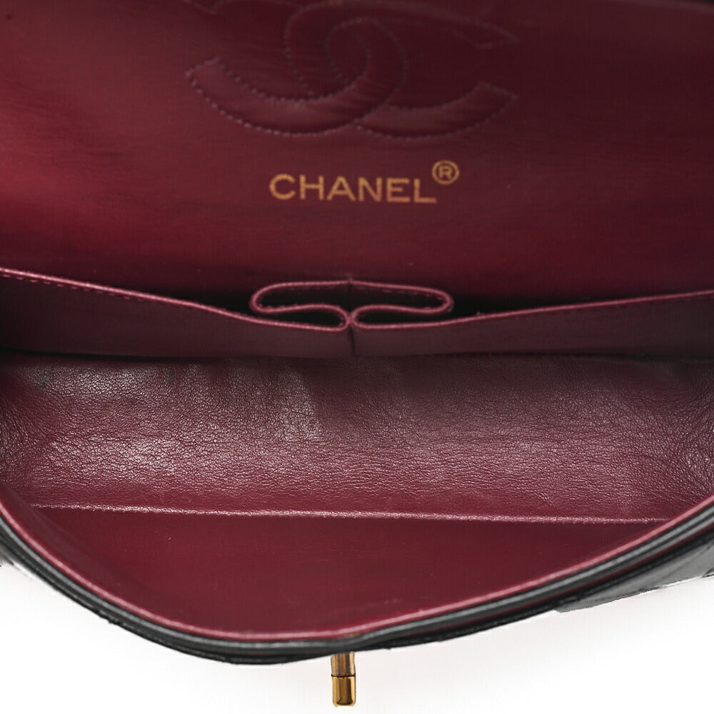 CHANEL Matlassse Double Flap 23cm Chain Shoulder Lambskin Black Gold-Tone Hardware, Pre-Owned