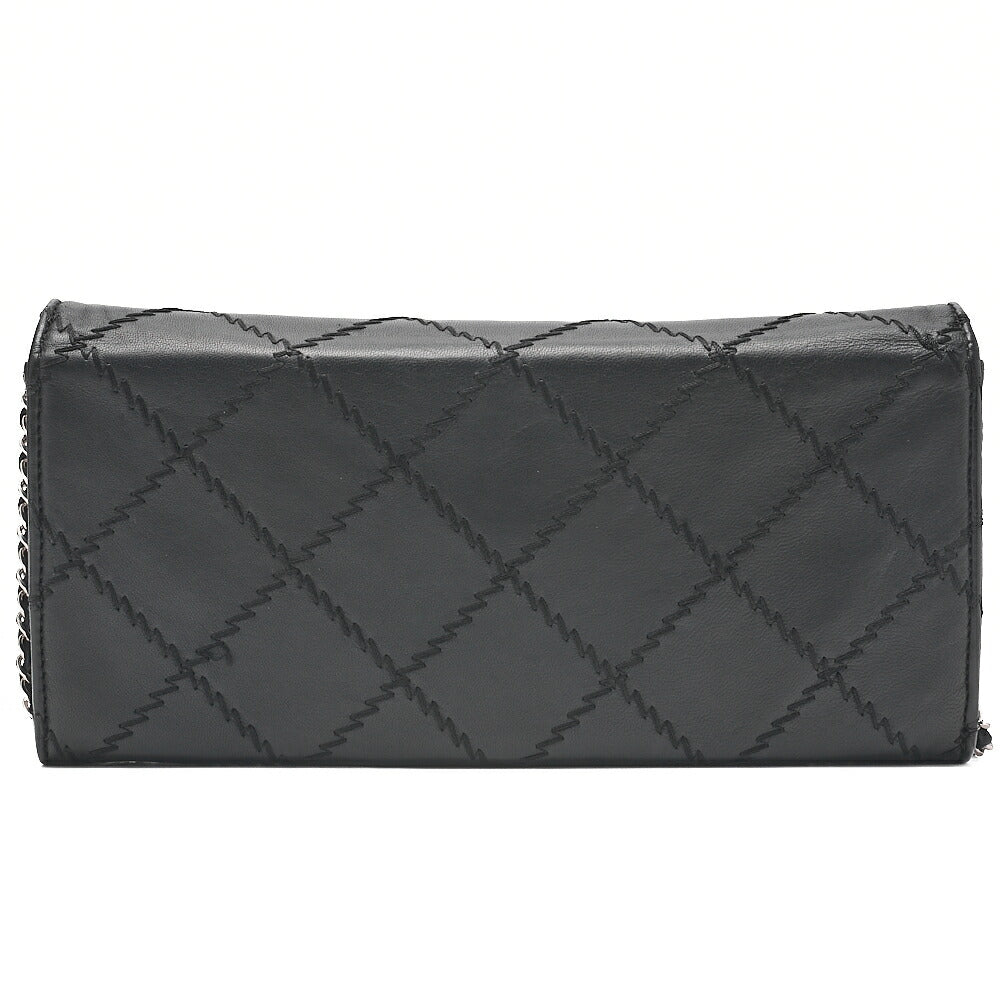 CHANEL Lambskin Matelasse Ultra Stitch Single Chain Wallet Black Silver-Tone Hardware, Pre-Owned