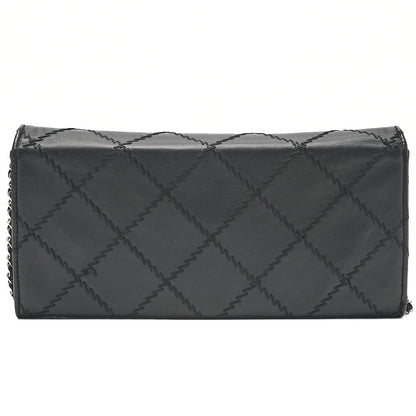 CHANEL Lambskin Matelasse Ultra Stitch Single Chain Wallet Black Silver-Tone Hardware, Pre-Owned