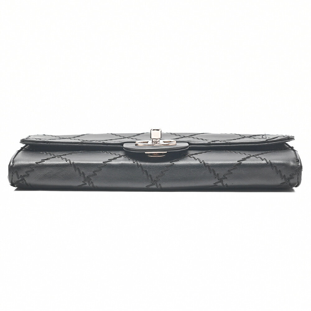 CHANEL Lambskin Matelasse Ultra Stitch Single Chain Wallet Black Silver-Tone Hardware, Pre-Owned