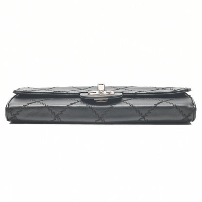 CHANEL Lambskin Matelasse Ultra Stitch Single Chain Wallet Black Silver-Tone Hardware, Pre-Owned
