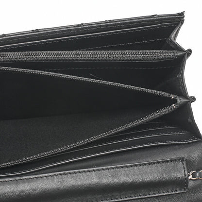 CHANEL Lambskin Matelasse Ultra Stitch Single Chain Wallet Black Silver-Tone Hardware, Pre-Owned