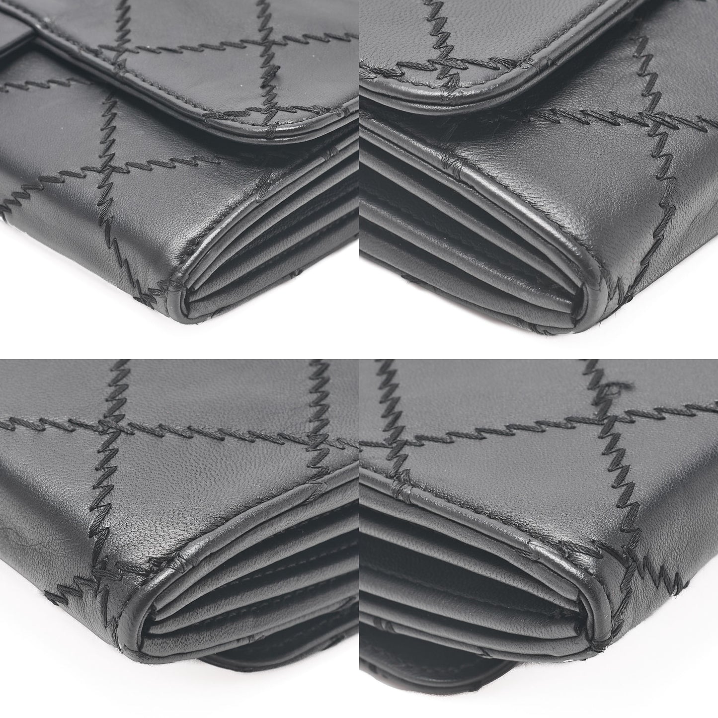 CHANEL Lambskin Matelasse Ultra Stitch Single Chain Wallet Black Silver-Tone Hardware, Pre-Owned