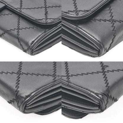 CHANEL Lambskin Matelasse Ultra Stitch Single Chain Wallet Black Silver-Tone Hardware, Pre-Owned