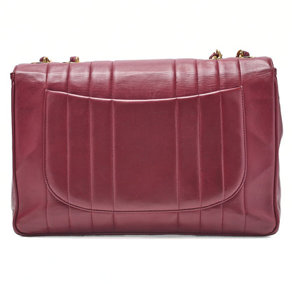 CHANEL Chain Shoulder Bag Coco Mark Deca Matrasse 30cm Mademoiselle Single Flap Lambskin Red Gold-Tone Hardware, Pre-Owned