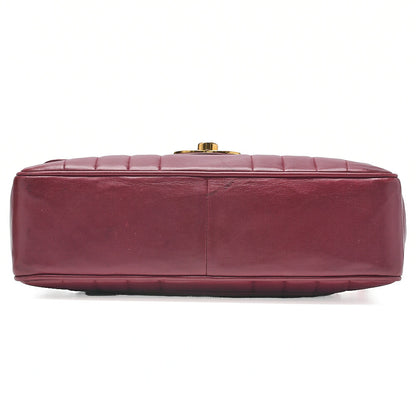 CHANEL Chain Shoulder Bag Coco Mark Deca Matrasse 30cm Mademoiselle Single Flap Lambskin Red Gold-Tone Hardware, Pre-Owned