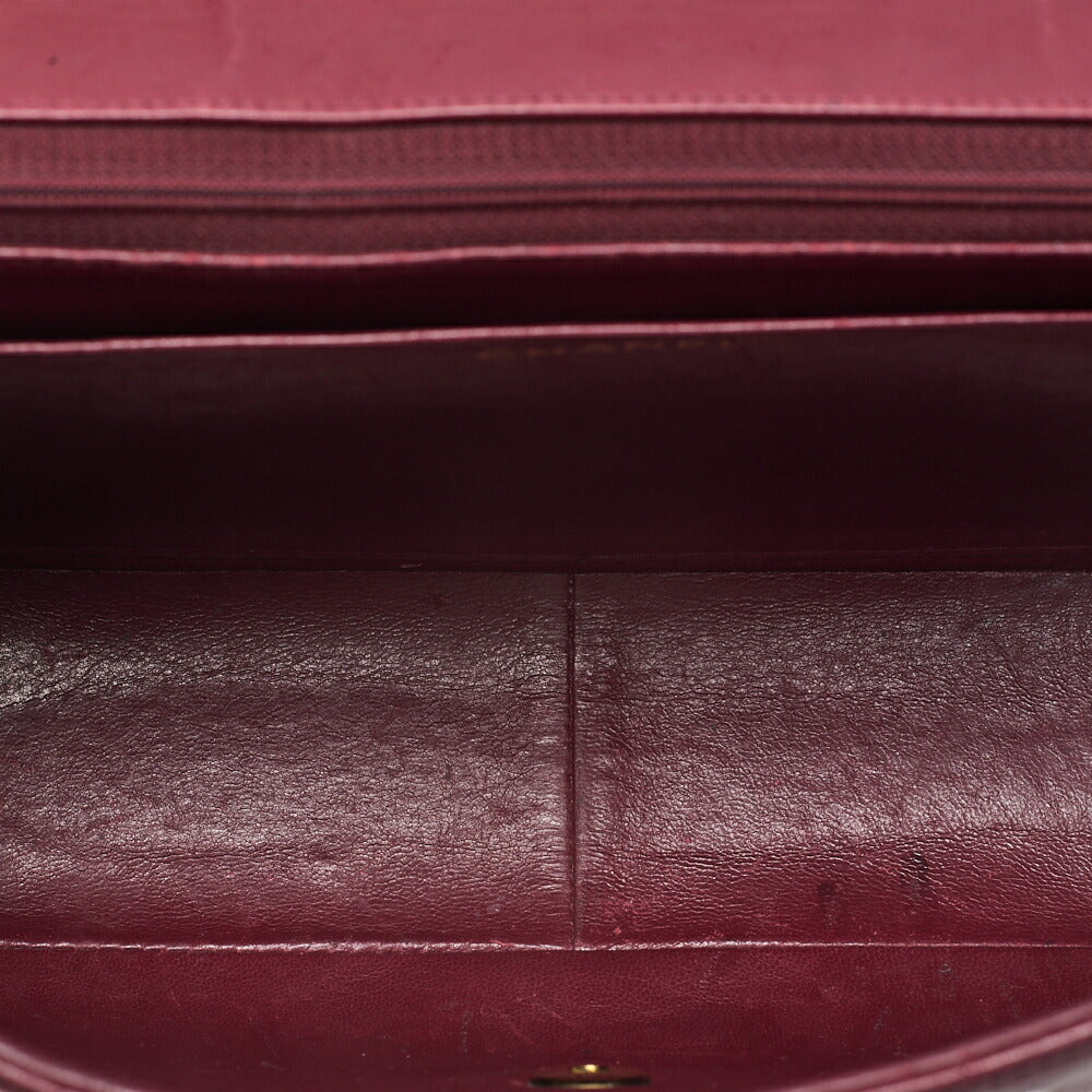 CHANEL Chain Shoulder Bag Coco Mark Deca Matrasse 30cm Mademoiselle Single Flap Lambskin Red Gold-Tone Hardware, Pre-Owned