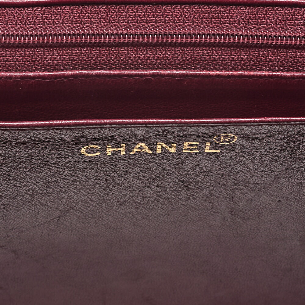 CHANEL Chain Shoulder Bag Coco Mark Deca Matrasse 30cm Mademoiselle Single Flap Lambskin Red Gold-Tone Hardware, Pre-Owned