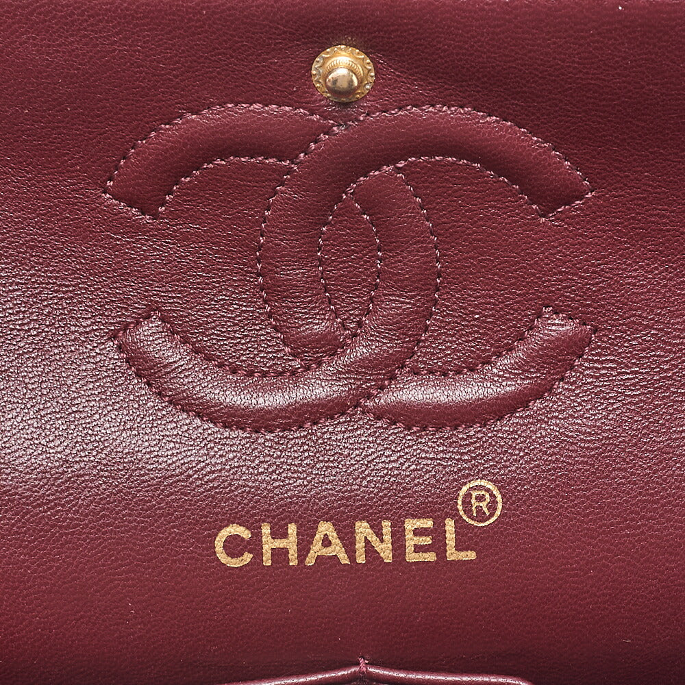 シャネル マトラッセ 23cm ダブルフラップ チェーンショルダーバッグ ラムスキン ブラック ゴールド金具 中古品