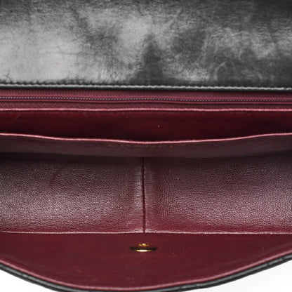 シャネル マトラッセ ダイアナフラップ 25cm チェーンショルダー ラムスキン 黒 ゴールド金具 中古