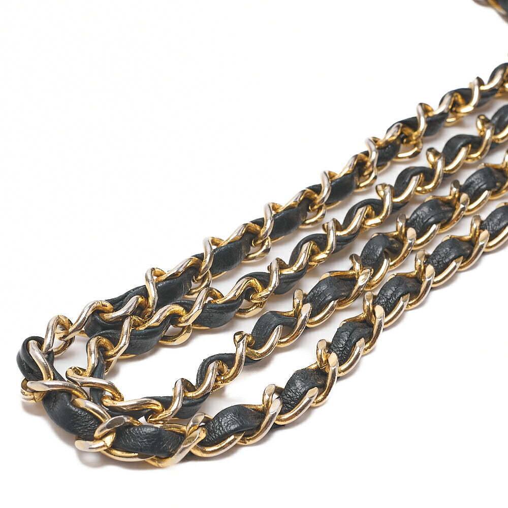 CHANEL Matlasse 23cm Double Flap Chain Shoulder Bag Lambskin Black Gold-Tone Hardware, Pre-Owned