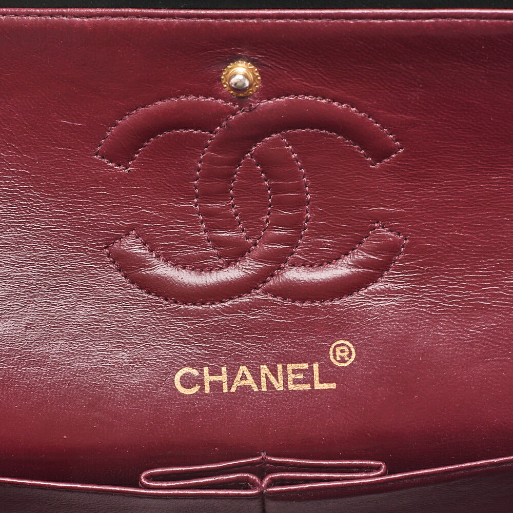 CHANEL Matlasse 23cm Double Flap Chain Shoulder Bag Lambskin Black Gold-Tone Hardware, Pre-Owned