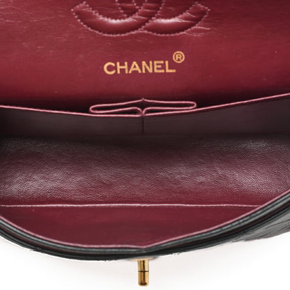 CHANEL Matlasse 23cm Double Flap Chain Shoulder Bag Lambskin Black Gold-Tone Hardware, Pre-Owned