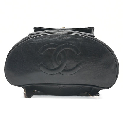 CHANEL Matlasse W Turnlock Chain Backpack Lambskin Black Gold-Tone Hardware, Pre-Owned
