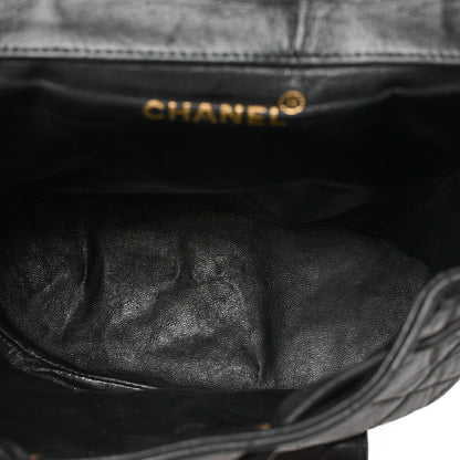 CHANEL Matlasse W Turnlock Chain Backpack Lambskin Black Gold-Tone Hardware, Pre-Owned