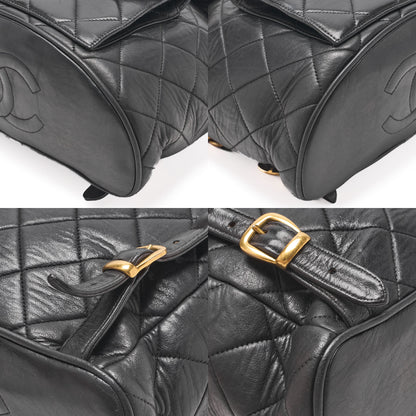 CHANEL Matlasse W Turnlock Chain Backpack Lambskin Black Gold-Tone Hardware, Pre-Owned