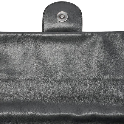 CHANEL Lambskin �~ Leather Matrasse Single Chain Shoulder Black �~ Brown Silver-Tone Hardware, Pre-Owned