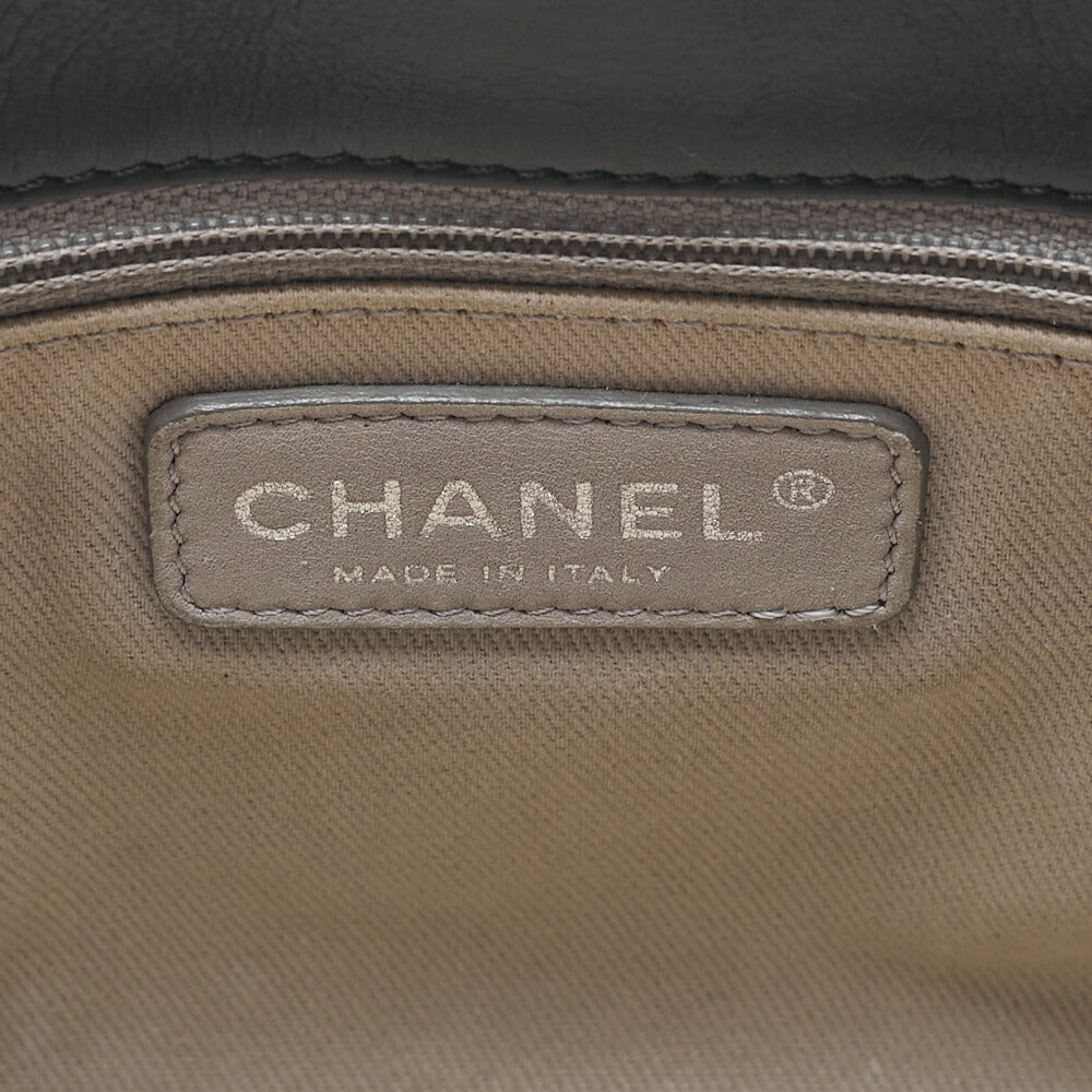 CHANEL Lambskin �~ Leather Matrasse Single Chain Shoulder Black �~ Brown Silver-Tone Hardware, Pre-Owned
