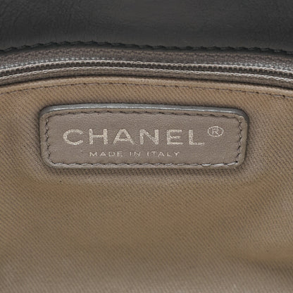 CHANEL Lambskin �~ Leather Matrasse Single Chain Shoulder Black �~ Brown Silver-Tone Hardware, Pre-Owned