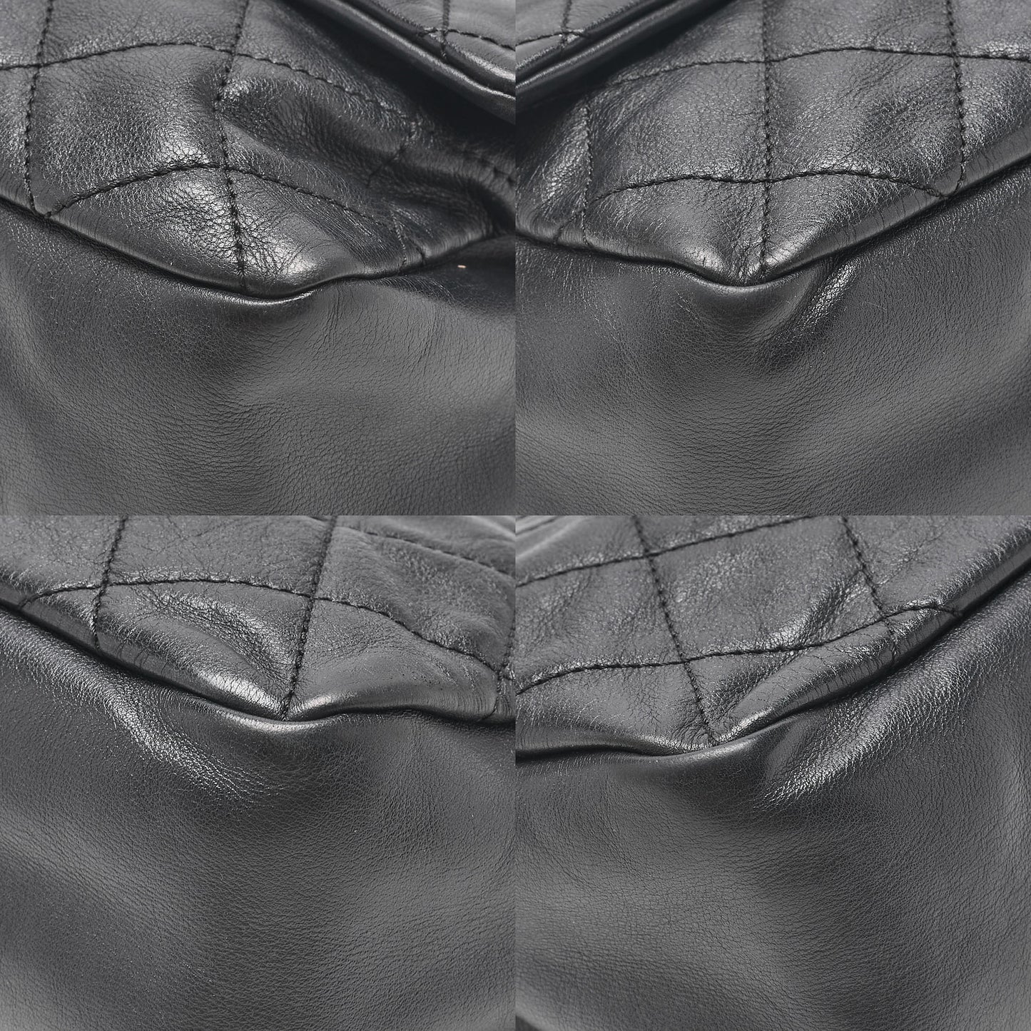 CHANEL Lambskin �~ Leather Matrasse Single Chain Shoulder Black �~ Brown Silver-Tone Hardware, Pre-Owned