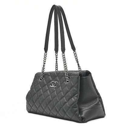 CHANEL キャビアスキン ココマーク チェーン トートバッグ ブラック シルバー金具 中古品