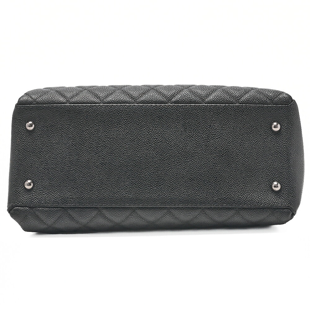 CHANEL キャビアスキン ココマーク チェーン トートバッグ ブラック シルバー金具 中古品