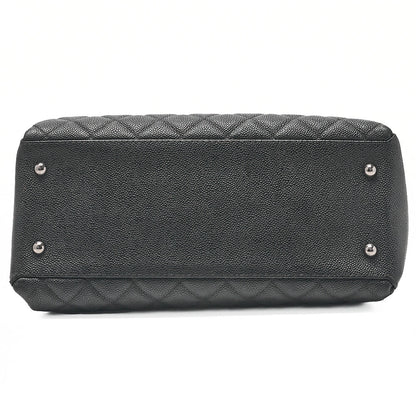 CHANEL キャビアスキン ココマーク チェーン トートバッグ ブラック シルバー金具 中古品