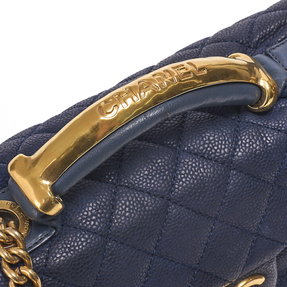 CHANEL Chain Shoulder Bag Matelasse Turnlock 2-Way Shoulder Bag Caviar Skin Navy Gold-Tone Hardware, Pre-Owned