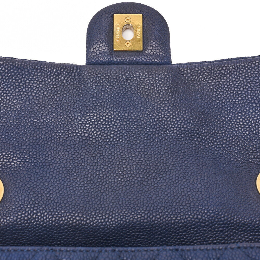 CHANEL Chain Shoulder Bag Matelasse Turnlock 2-Way Shoulder Bag Caviar Skin Navy Gold-Tone Hardware, Pre-Owned