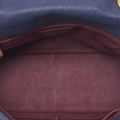CHANEL Chain Shoulder Bag Matelasse Turnlock 2-Way Shoulder Bag Caviar Skin Navy Gold-Tone Hardware, Pre-Owned