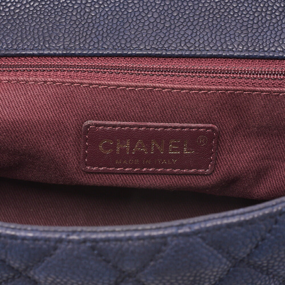 CHANEL Chain Shoulder Bag Matelasse Turnlock 2-Way Shoulder Bag Caviar Skin Navy Gold-Tone Hardware, Pre-Owned