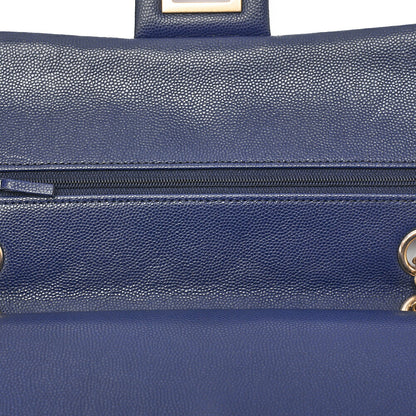 CHANEL Chain Shoulder Bag Matelasse 2.55 Lock Double Flap 2.55 Shoulder Caviar Skin Navy Gold-Tone Hardware, Pre-Owned