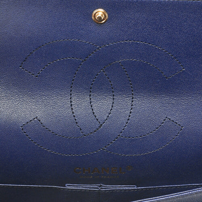 CHANEL Chain Shoulder Bag Matelasse 2.55 Lock Double Flap 2.55 Shoulder Caviar Skin Navy Gold-Tone Hardware, Pre-Owned
