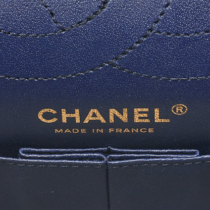 CHANEL Chain Shoulder Bag Matelasse 2.55 Lock Double Flap 2.55 Shoulder Caviar Skin Navy Gold-Tone Hardware, Pre-Owned