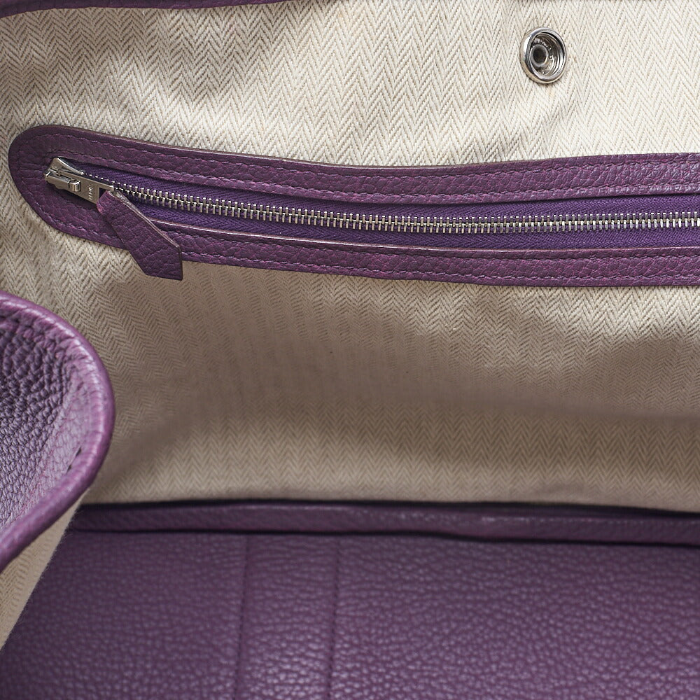 HERMES Garden Party PM Tote Bag Negonda Purple Silver-Tone Hardware, Pre-Owned